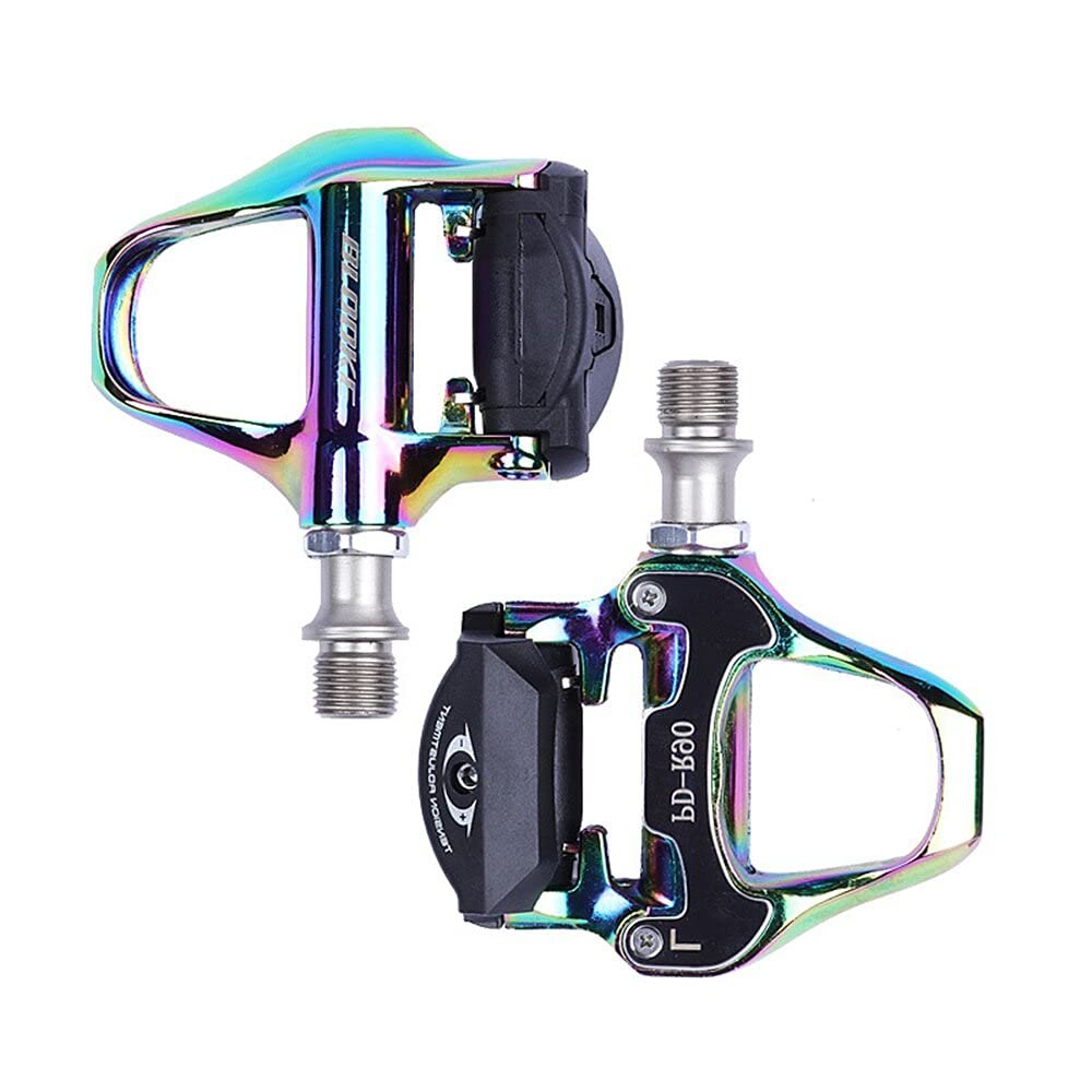 CATAZER Bike Pedals Road Bike Pedals Ultralight Electroplated Colorful Pedals with Cleat Set Clycling Pedals (Colorful)
