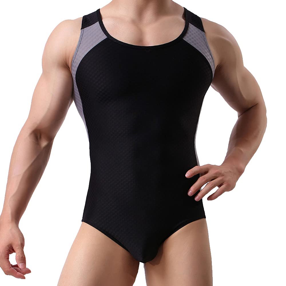 SPNSSTCR Men Bodysuit Leotard Wrestling Singlet Athletic Sports Jumpsuit Thong