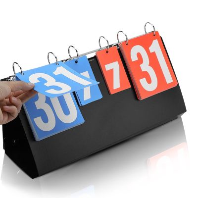 EBTOOLS Tabletop Flip Scoreboard, 4 Digit Sports Scoreboard Portable Tabletop Flip Scorekeeper Score Flipper for Tennis Football Volleyball Basketball