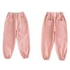 FEESHOW Kids Girls Cargo Jogger Pants High Waisted Pockets Casual Loose Combat Trousers for Spring Summer Fall Sports Pink 5-6 Years view 2