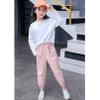 FEESHOW Kids Girls Cargo Jogger Pants High Waisted Pockets Casual Loose Combat Trousers for Spring Summer Fall Sports Pink 5-6 Years view 3