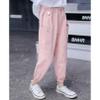 FEESHOW Kids Girls Cargo Jogger Pants High Waisted Pockets Casual Loose Combat Trousers for Spring Summer Fall Sports Pink 5-6 Years view 4