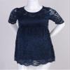 JEATHA Women's Maternity Clothes Floral Lace Summer Tops Short Sleeve Blouses Side Zipper Tunic Shirts Dark Blue S view 4