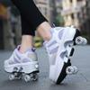 2-in-1 Roller Skates & Sneakers Unisex Retractable Wheels Outdoor Fun & Fitness Kick Roller Shoes Purple view 2