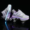 2-in-1 Roller Skates & Sneakers Unisex Retractable Wheels Outdoor Fun & Fitness Kick Roller Shoes Purple view 3