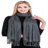 CJ Apparel Dark Grey Smokey Grey Solid Color Tassels Design Nepalese Shawl Scarf Wrap Stole Throw Head Wrap Pashmina Gift Hand Made in Nepal New view 4