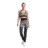 YONGHS 2 Piece Seamless Tracksuit Workout Outfits Tights Leggings and Sports Bra Yoga Sets for Women White&Black Butterfl X-Large view 1