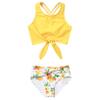 Mirawise 2 Piece Girls Swimsuits Kids Tankini Yellow Floral Swimsuit 10-12 10 9 11 Bikini view 1