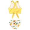 Mirawise 2 Piece Girls Swimsuits Kids Tankini Yellow Floral Swimsuit 10-12 10 9 11 Bikini view 2