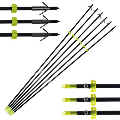 RUOERSI 34 inch Bowfishing Arrows Hunting Arrows for Archery Targeting Practice Arrow with Safety Slide Removeable Broadheads Arrows for Fishing Slingshot Compound Bow Recurved Bow (6 Pack)