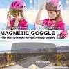 SKT HP Toddler Bike Helmet, Adjustable Helmet for Kids and Youth with Detachable Magnetic Goggles, Bicycle Cycling Skate Scooter Skateboard Helmet for Girls and Boys Pink view 3