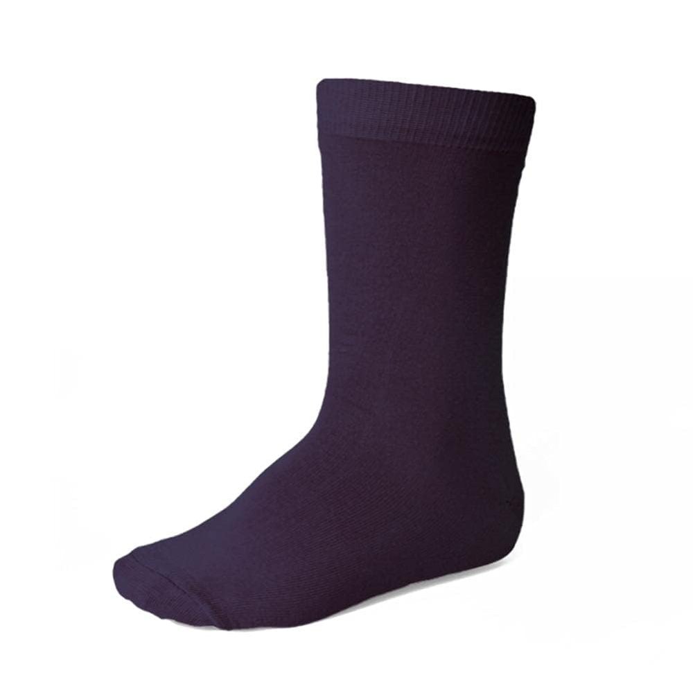 tiemart Boys' Crew Dress or Everyday Socks, One Pair (Medium 3 to 7 years old Eggplant Purple Solid)