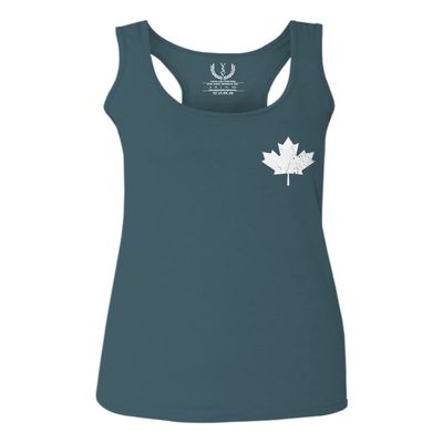 0085. Canadian Maple Leaf Flag Canada Pride Vintage Women's Tank Top Racerback (Indigo Blue Small)