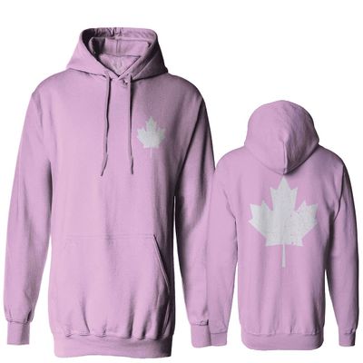 0085. Canadian Maple Leaf Flag Canada Pride Vintage Sweatshirt Pullover Hoodie (Light Purple, Large)