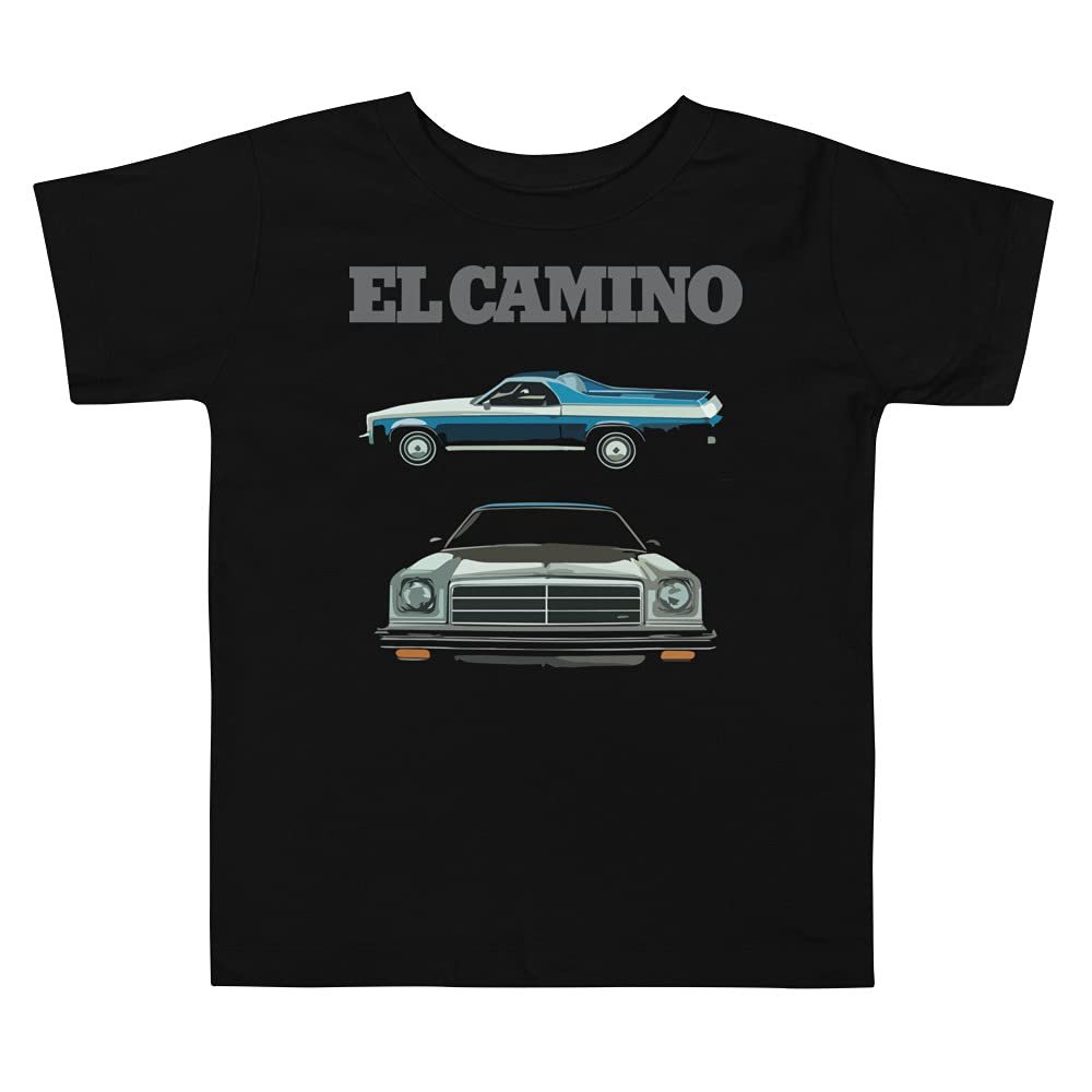 1974 Chevy El Camino Classic Cars Toddler Short Sleeve Tee Black