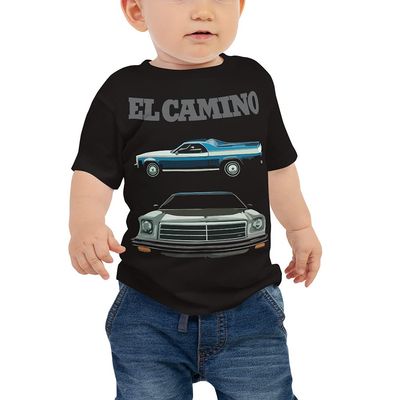 1974 Chevy El Camino Classic Cars Baby Jersey Short Sleeve Tee Black