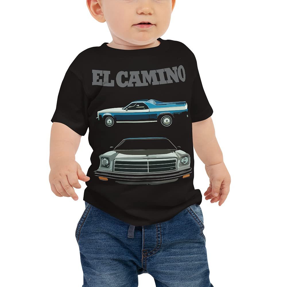 1974 Chevy El Camino Classic Cars Baby Jersey Short Sleeve Tee Black