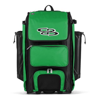 Boombah Catchers Superpack Hybrid Rolling Bat Bag - Black/Kelly Green - Wheeled & Backpack Version