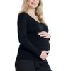 Motherhood Maternity womens Long Sleeve V-neck Side Ruched Tee T Shirt, Core Black, Large US view 1