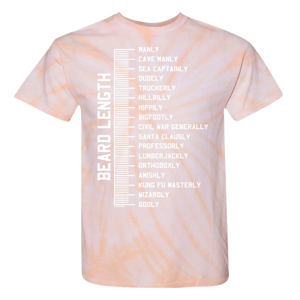 Haase Unlimited Beard Length Ruler - Manly Man Measure Unisex Tie Dye T-Shirt (Peach Tie Dye, XXX-Large)