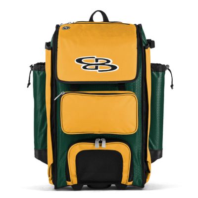 Boombah Catchers Superpack Hybrid Rolling Bat Bag - Dark Green/Gold - Wheeled & Backpack Version
