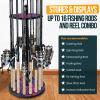 Rush Creek Creations | Round Spinning Fishing Rod Holder for 16 Freshwater Fishing Poles, Fishing Gear, and Fishing Accessories | Fishing Rod Rack with 16 Fishing Rod Clips for Garage Organization view 4
