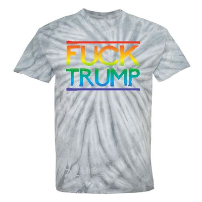 Fuck Trump - Gay Pride Rainbow LGBTQ Unisex Tie Dye T-Shirt (Silver Tie Dye, XXX-Large)