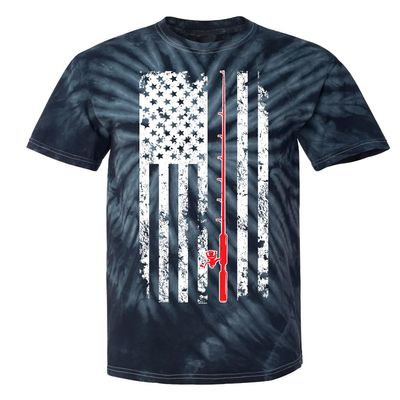 Haase Unlimited Fishing Pole American Flag - Fisherman USA Unisex Tie Dye T-Shirt (Black Tie Dye, XXX-Large)