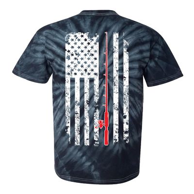 Haase Unlimited Fishing Pole American Flag - Fisherman USA Unisex Tie Dye T-Shirt (Black Tie Dye - Back Print, XXX-Large)