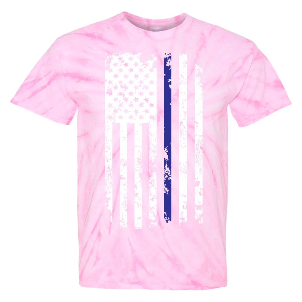 Haase Unlimited Blue Line American Flag - Support Cops Police Unisex Tie Dye T-Shirt (Pink Tie Dye, XXX-Large)