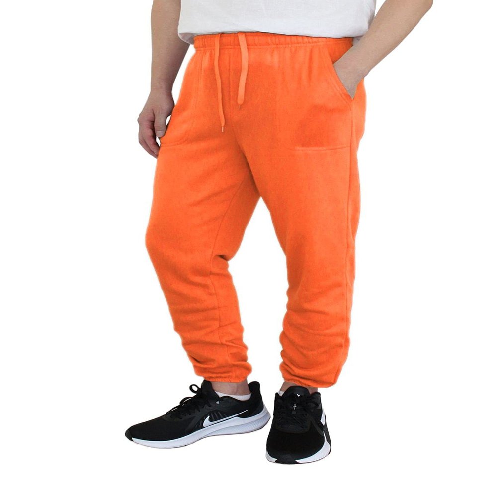 AIRNINE Men's Lightweight Fleece Joggers Sweatpants (S to 6XL) (Neon Orange_S78, 2X-Large, xx_l)