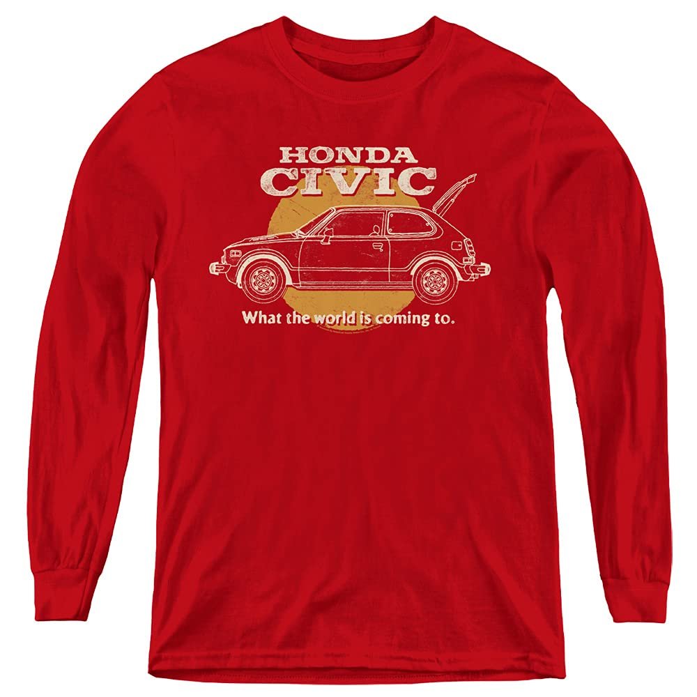 Honda Civic Coming World Youth Long Sleeve T Shirt, Civic Coming World, X-Large