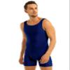 Loloda Men's Scoop Neck Spandex Leotard Short Tank Bodysuit Workout Biketard Unitards Swimsuit Navy Blue XX-Large view 3