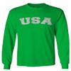 0089. Vintage Graphic USA Fonts American United States of America Military Patriotic Style Men's Long Sleeve t Shirt (Irish Green X-Large) view 1