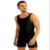 Loloda Men's Scoop Neck Spandex Leotard Short Tank Bodysuit Workout Biketard Unitards Swimsuit Black Large view 3