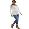 Long Sleeve Side Ruche V-Neck Tee Shirt view 1