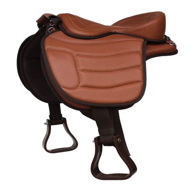 CHALLENGER 15" Western Horse Bareback Treeless Leather Saddle Pleasure Trail Riding 49103TN