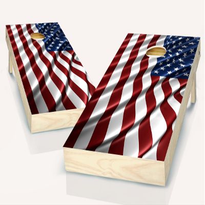 Cornhole American Flag Board Vinyl Wrap Laminated Sticker Set
