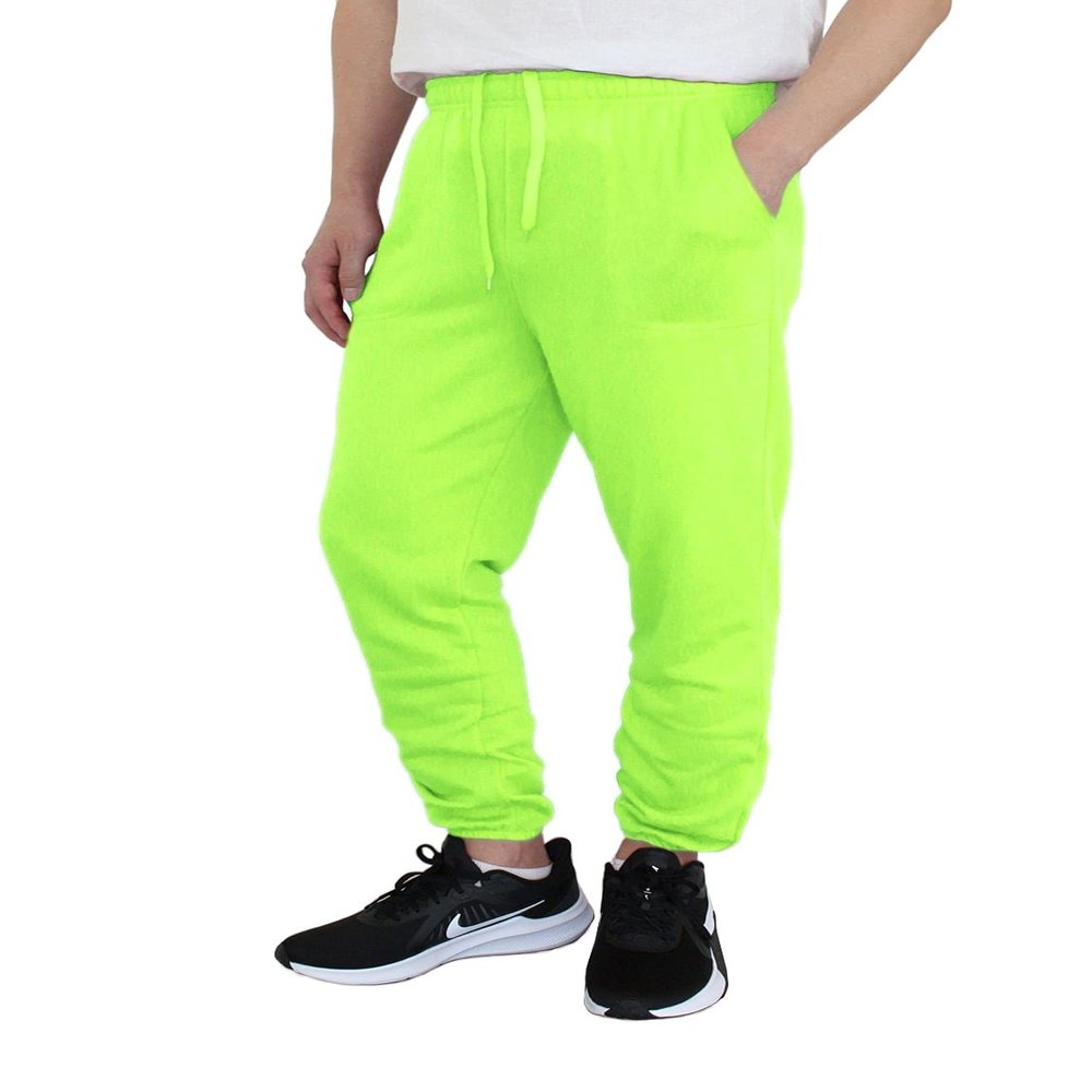 AIRNINE Men's Lightweight Fleece Joggers Sweatpants (S to 6XL) (Neon Green_S78, 4X-Large, 4X_l)
