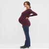 Motherhood Maternity Women's Long Sleeve Side Ruched V-Neck Pregnancy Tee Shirt, Burgundy, Medium view 4