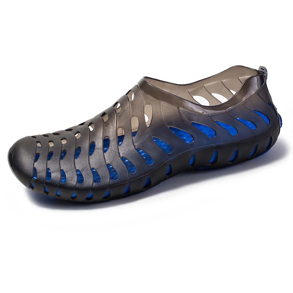 HYDLONGR Men's Women's Lightweight Breathable Non-Slip Garden Sandals Quick-Drying Hole Water Shoes Beach Kayaking Shoes Black Blue 8.5 Women/ 7.5 Men