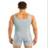 Loloda Men's Scoop Neck Spandex Leotard Short Tank Bodysuit Workout Biketard Unitards Swimsuit Silver-Gray X-Large view 4
