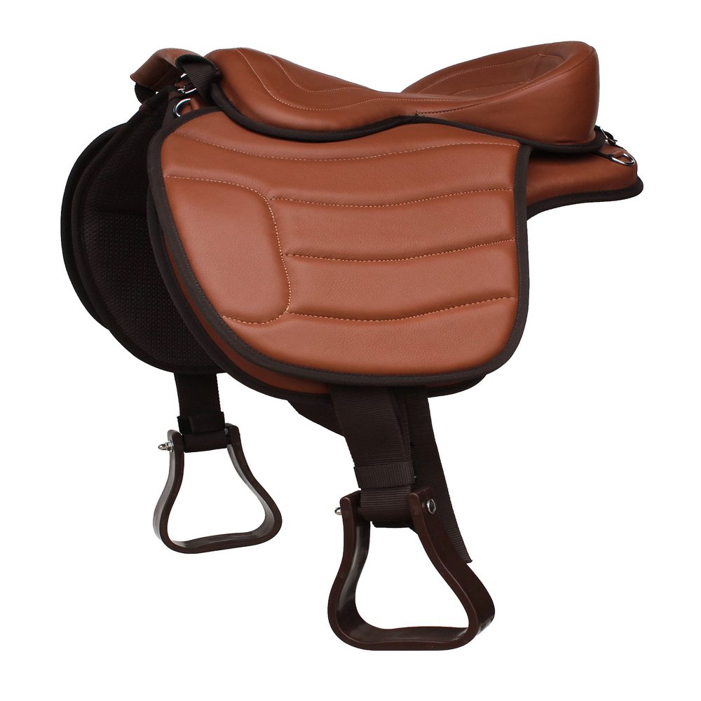 CHALLENGER 17" Western Horse Bareback Treeless Leather Saddle Pleasure Trail Riding 49103TN