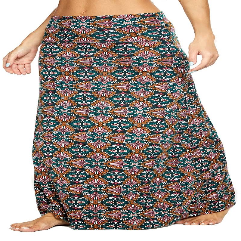 EXCHIC Women's Boho Flod Over Long Maxi Skirt Elastic High Waisted Long Skirts for Women (11, Medium)