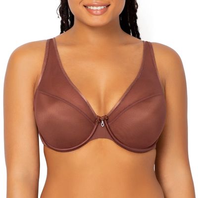 Curvy Couture Curvy Couture Women's Tulip Sexy Lace Plus Size Push Up Bra , Chocolate, 36G