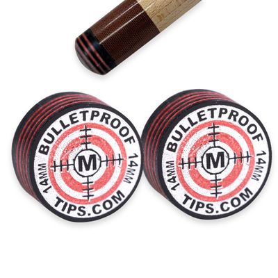 Bulletproof Billiards AIM (Accuracy Improving Multi-Layer) 11 Layer Laminated Japanese Pigskin Playing Tip - Pool Stick Tips, Billiard Set Accessories - 2 Pack (Hardness: Medium)