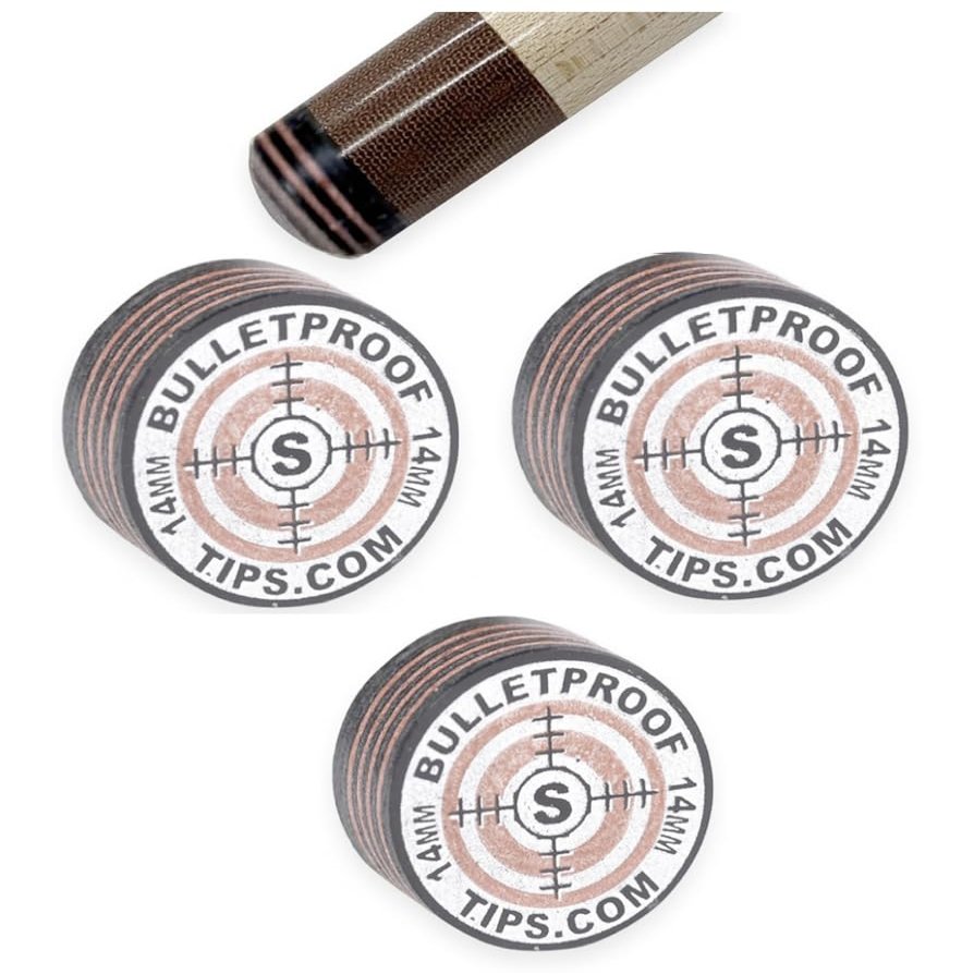 Bulletproof Billiards AIM (Accuracy Improving Multi-Layer) 11 Layer Laminated Japanese Pigskin Playing Tip - Pool Stick Tips, Billiard Set Accessories - 3 Pack (Hardness: Soft)