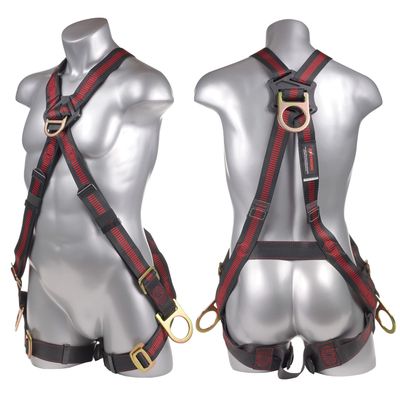 KStrong UFH10251P Kapture Elite Climbing 5-Point Full Body Safety Harness Fall Protection with 4 D-Rings and Mating Buckle Legs, ANSI Compliant, S-M, Red/Black