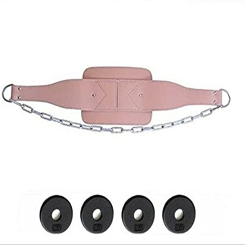 Ader Leather Padded Fitness Dip Belt with Chain + 1.25lb Regular Weight Plates