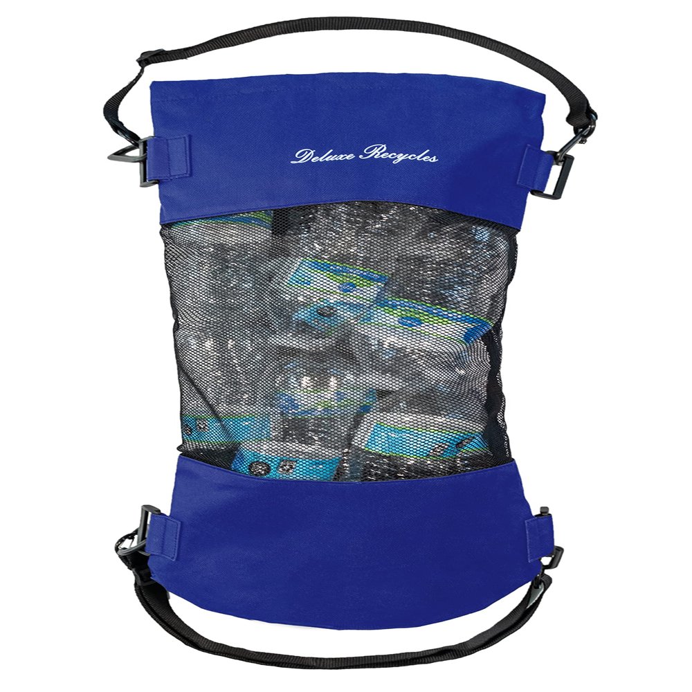 Deluxe Recycles Portable Mesh Trash Bag for Boat - Washable Leakproof Outdoor Garbage Bags for Boat, Kayak or Camper Lightweight & Large Capacity Bin Bag (Blue)